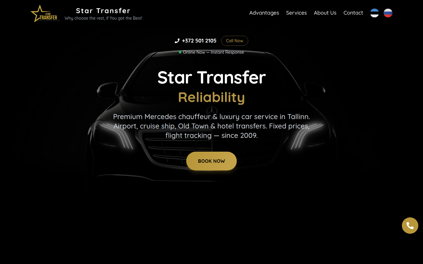 Premium veebileht Mercedes-transpordi teenusele